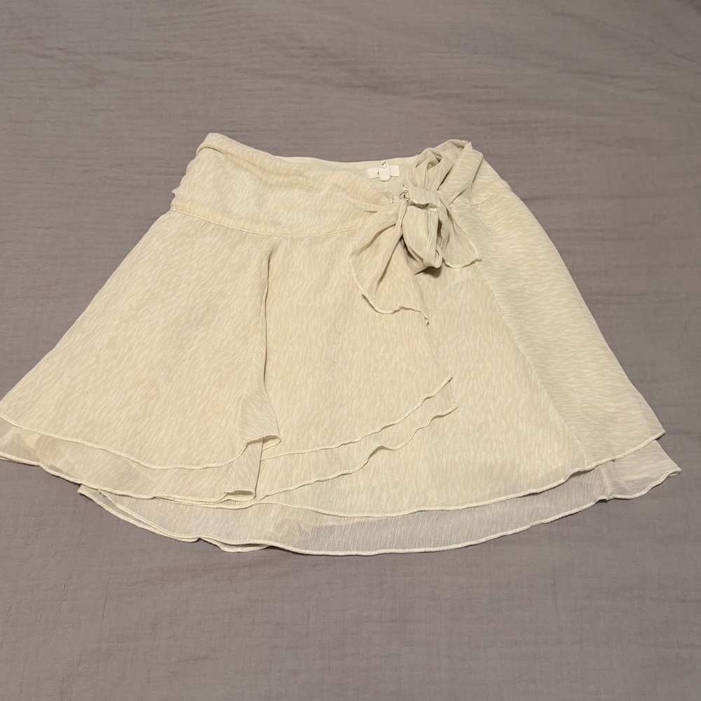 aerie Cream Layered Tie-Waist Circle Skirt